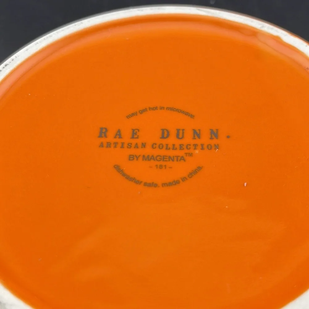 Rae Dunn Halloween Orange BOO Small Pet Food Dish Bowl